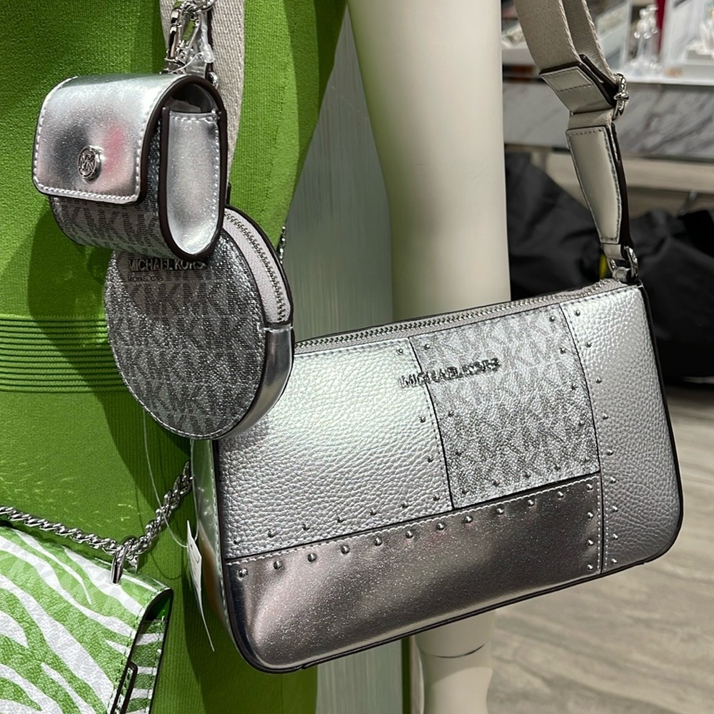 Michael Kors Jet Set Travel Sma Metallic Patchwork and Signature Logo Crossbody - Picture 10 of 16